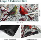 Winter Cardinal Bird Gaming Mouse Pad 35.4"x15.7"Desk Mat Anti-Slip Rubber Base & Durable Stitched Edges for Gamers Smooth Mouse Writing Surface for Desk Office/Home