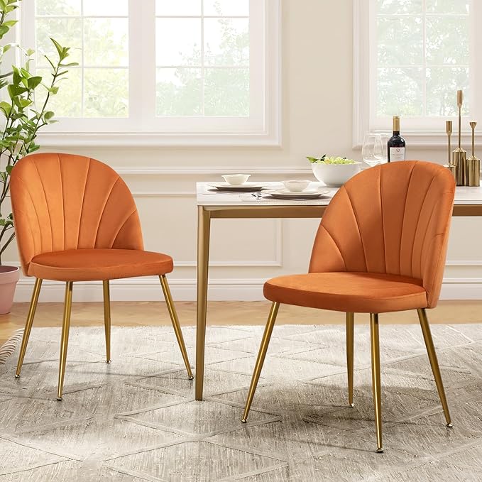 Velvet Dining Chairs Set of 4, Upholstered Mid Century Modern Dining Chairs, ...