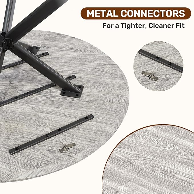 47.2" 5-Piece Round Dining Table Set for 4, Modern Wood Dining Table wit...