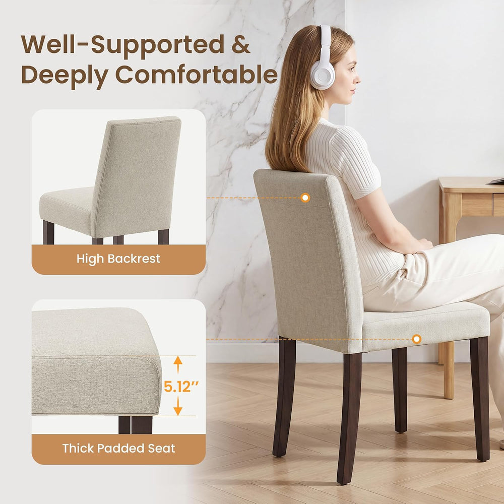Dining Chairs Set of 2, Parsons Chairs for Small Spaces, Light Beige | Modern...