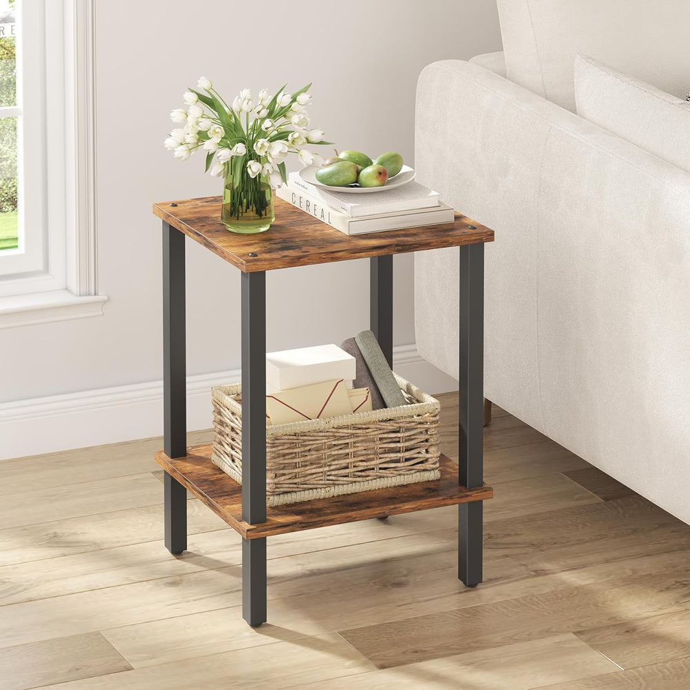 TUTOTAK End Table, Set of 2, Side Table, Nightstand, 2-Tier Storage Shelf, So...