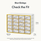 Blue Ginkgo Small 20-Drawer Cabinet – Stackable Clear Organizer for Hardware, Beads, Plastic Bricks, Office, and Craft Storage (Made in Korea, Yellow)