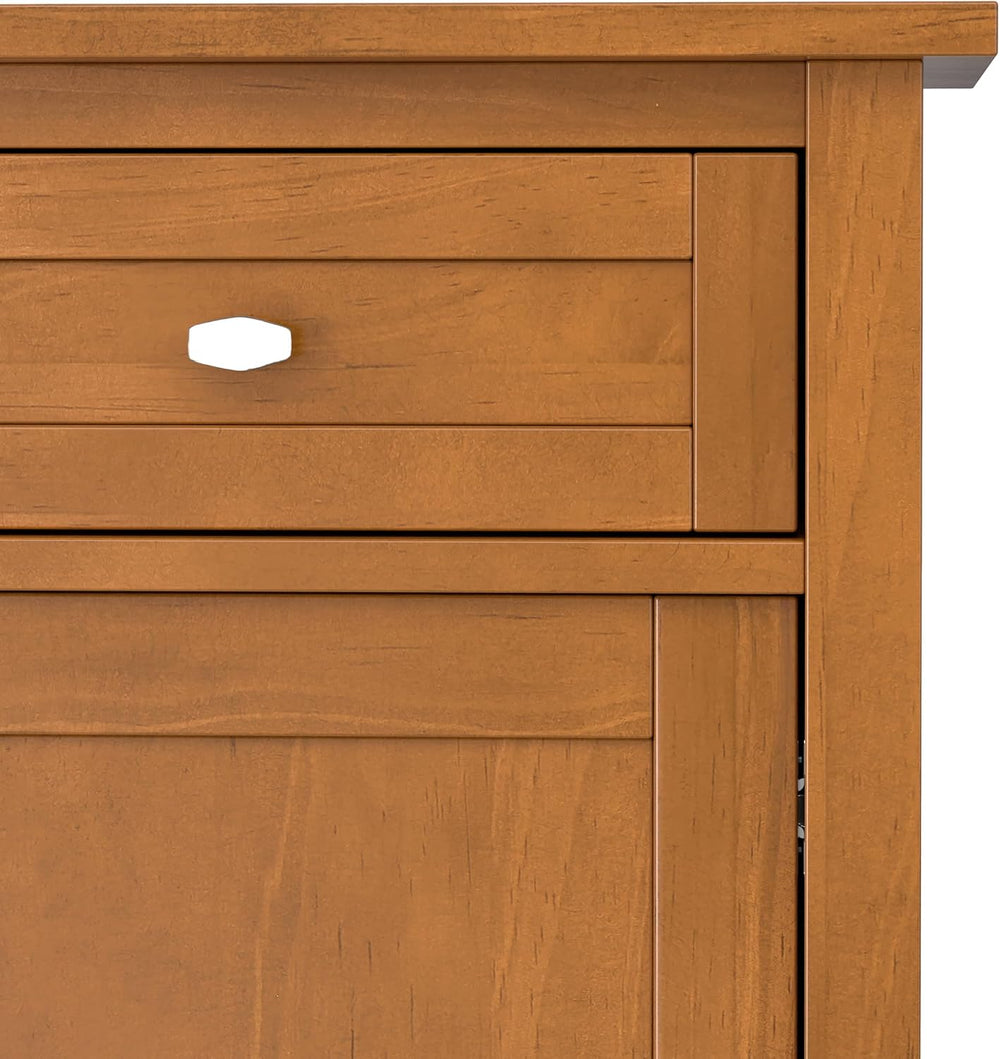 SIMPLIHOME Warm Shaker 36" Solid Wood Cabinet in Light Golden Brown