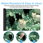 Cute Cat Mouse Pad Large Gaming Desk Mat - Kawaii Black and White Cats in Green Forest, Extended XL Mousepad with Non-Slip Rubber Base for Office, Home, PC, Laptop
