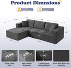 109” Cloud Sectional Couch, Boneless Modular Sofa with L-Shape Chaise, Deep Seat Corduroy Couch, No Assembly Required, Modern Upholstered Sectional for Living Room Apartment Bedroom