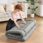 Japanese Floor Futon Mattress Full Size, 25D High Density Support Foam, 4" Thicken Foldable Mattress Tatami Mat Sleeping Pad Suitable for Camping, Guest Room, Dark Grey 54"x 80"