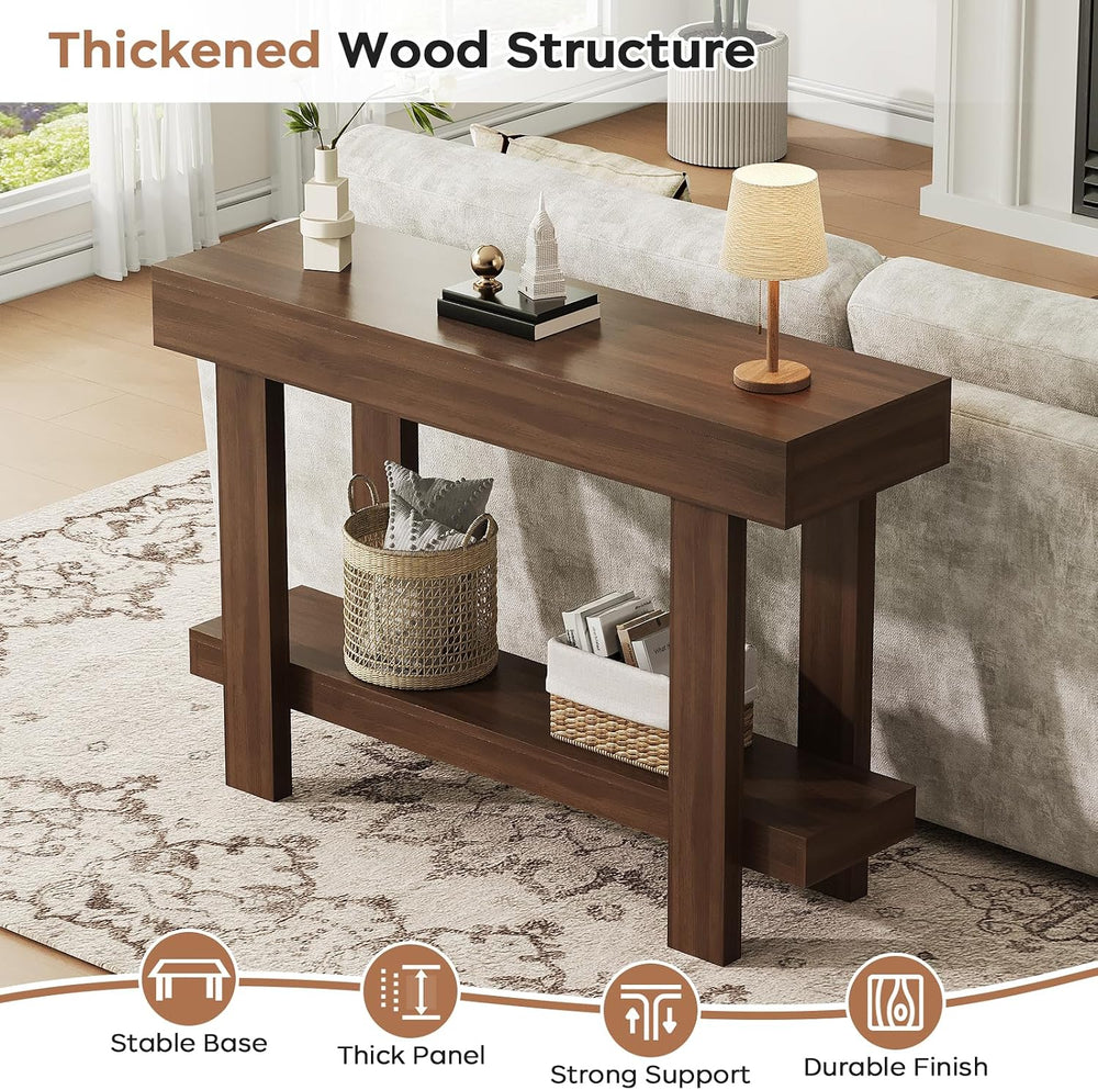 Console Table for Entryway, 47.2" Narrow Farmhouse Sofa Table Walnut | T...