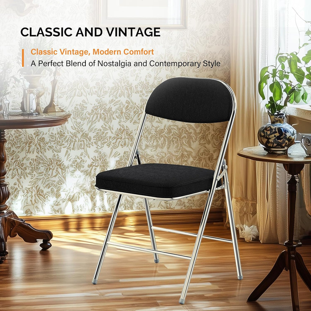 VINGLI Folding Chairs with Padded Seat & Backrest, Metal Frame, Durable C...