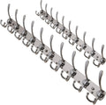 Dseap Coat Rack Wall Mount - 38” Long 10-Tri-Hooks Heavy Duty Coat Hanger Rail Wall Hooks for Hanging Coats Hats Clothing Clothes Purse Mudroom Entryway, Chromed, Pack of 2