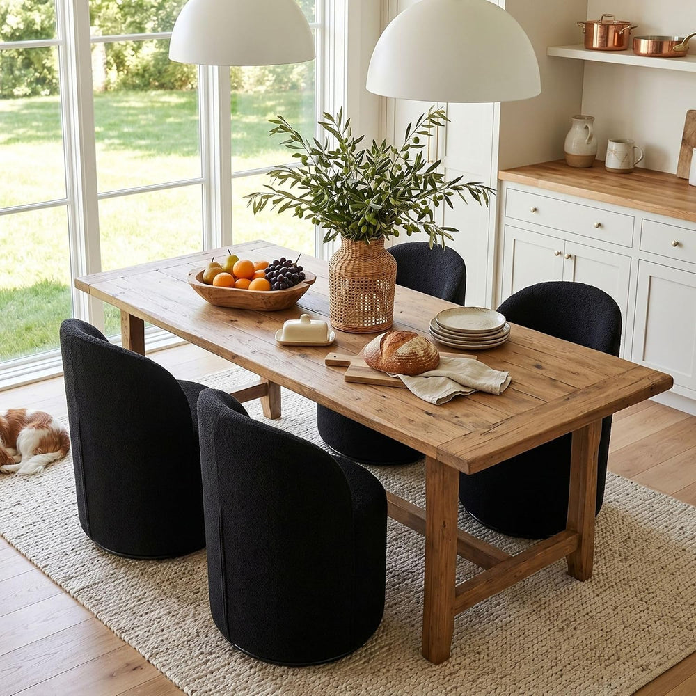 HNY Upholstered Swivel Dining Chairs Set of 6, Mid Century Modern Kitchen Rou...