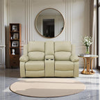 Recliner Sofa Set Couches for Living Room Chair Recycled Leather Fabric Living Room Furniture Sets, Adjusted Loveseat Reclining Couch Furniture Sofa Set for Theater Seating, Beige