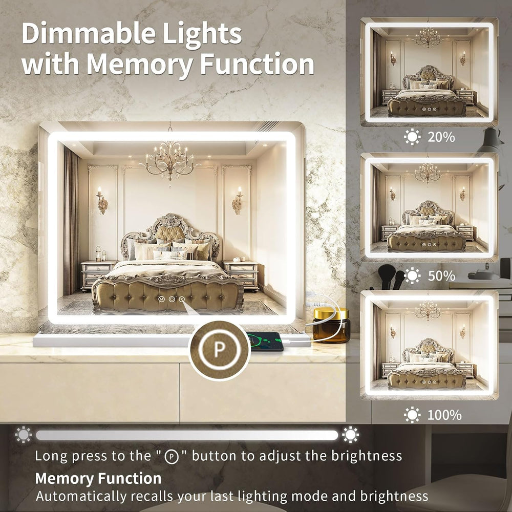 ROLOVE 23"x 18" Large Vanity Mirror with Lights, LED Makeup Mirror ...