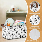 Black Soccer Football Storage Bins with Handles, Collapsible Storage for Clothes, Gift Basket, Blankets & Closet Organization