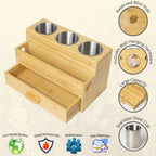 Hair Tool Organizer- Bamboo, Blow Dryer Holder, Bathroom Countertop, Vanity Caddy Storage Stand for Accessories, Makeup, Toiletries