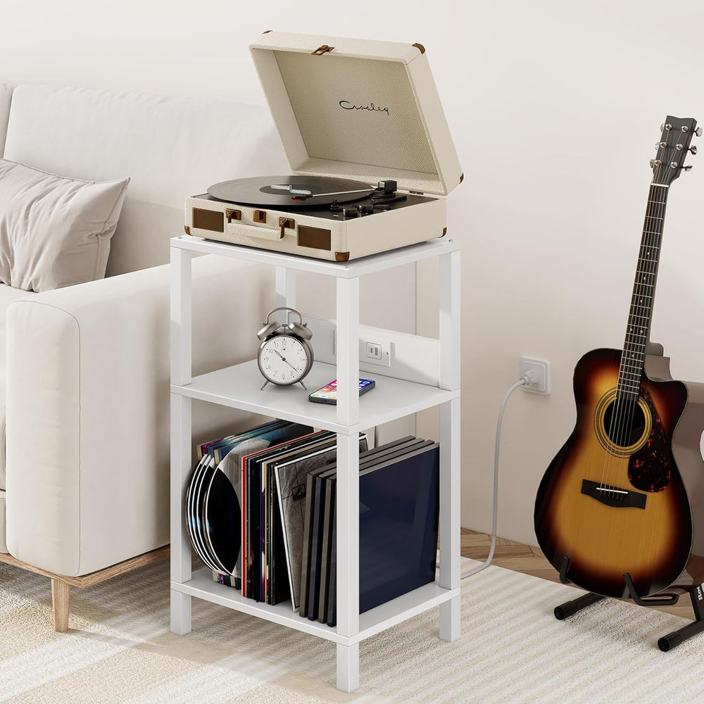 TUTOTAK Record Player Stand with Storage Up to 100 Albums | Record Storage Ta...
