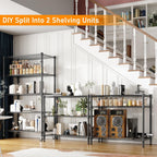 Himimi 5-Tier Heavy Duty Steel Wire Rack Storage Shelving, Adjustable Metal Storage Shelves with Wheels, 82''H Wire Shelf for Kitchen Garage Basement Pantry Organization, 18" D×36" W×82" H-Black