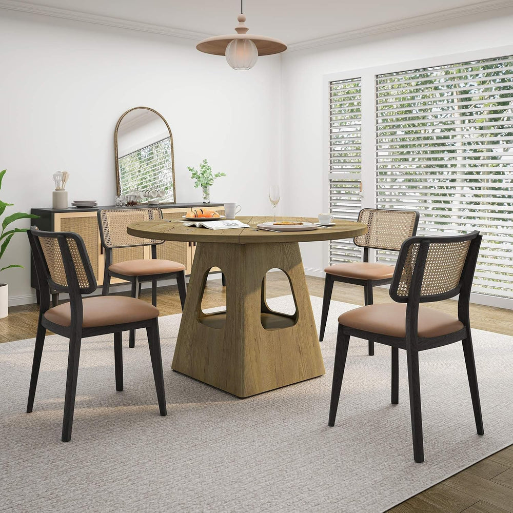 47.24 Inch Round Dining Table for 4-6 Kitchen Dining Table with Storage Shelf...