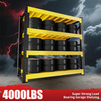 4000LBS Garage Shelving 48" W Garage Shelving Heavy Duty 4-Tier Metal Storage Shelves Adjustable Shelf Unit Storage Rack for Basement Supermarket Warehouse 48" W x 20" D x 78" H Yellow