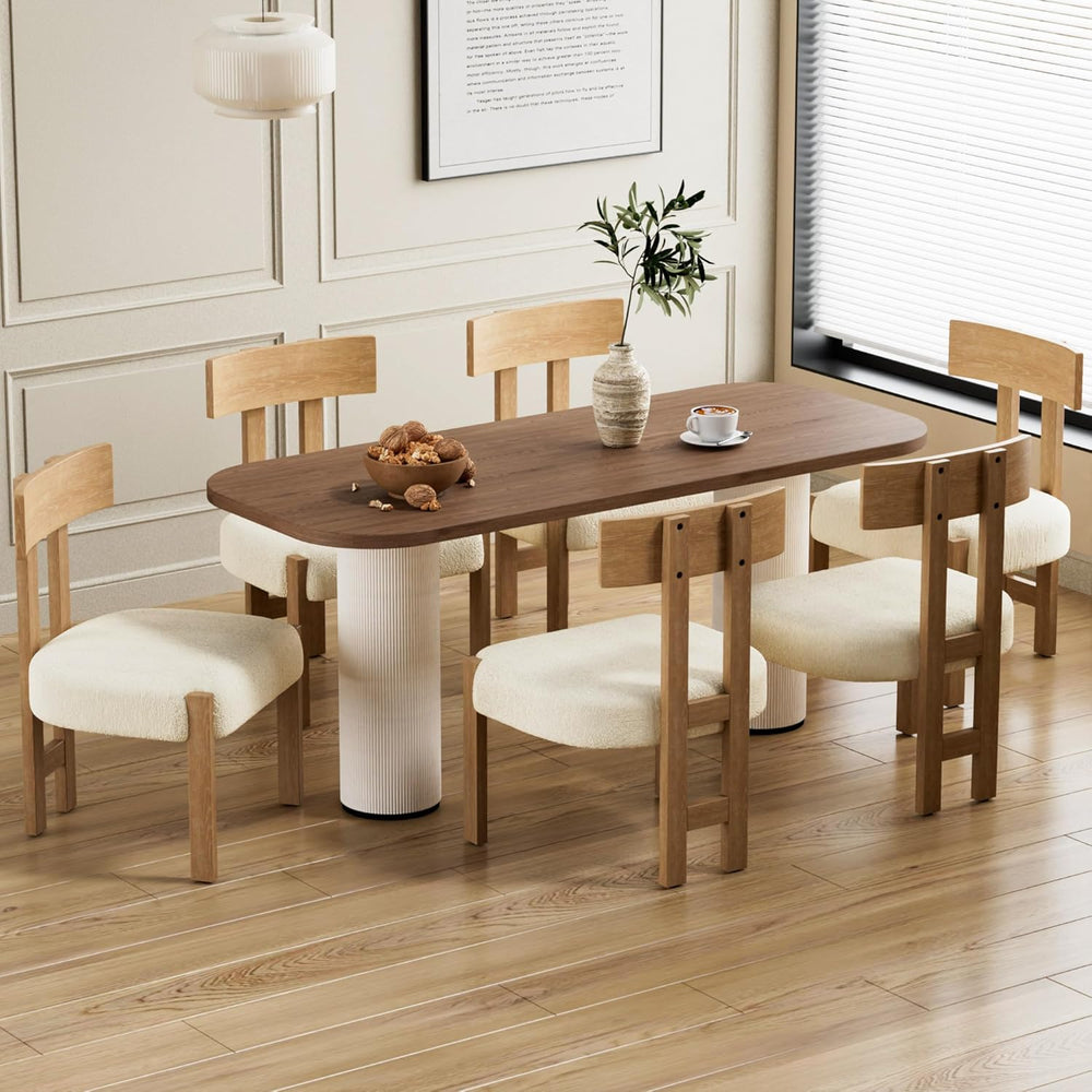 Okeysen Set of 4 Mid-Century Modern Dining Chair, Armless Round Boucle Uphols...