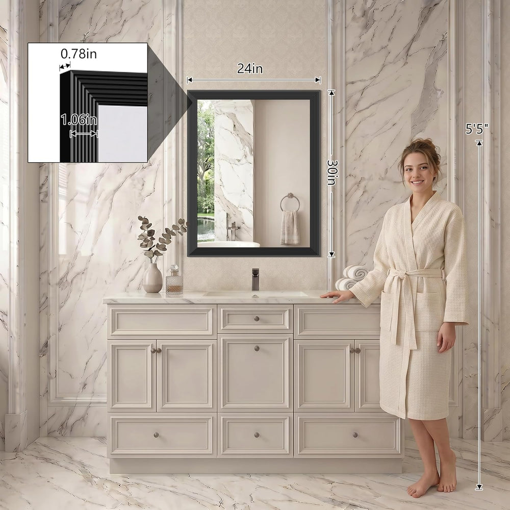 DESBING 24"x30" Black Bathroom Mirrors for Over Sink, 3MM Tempered ...