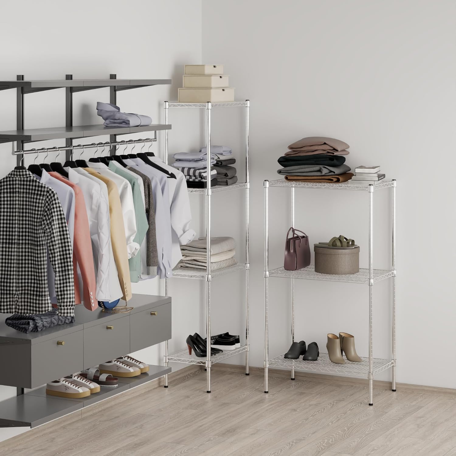 18" Deep x 30" Wide x 54" Height Wire Shelving Kit | 3-Tier | NSF Commercial Storage Rack Unit