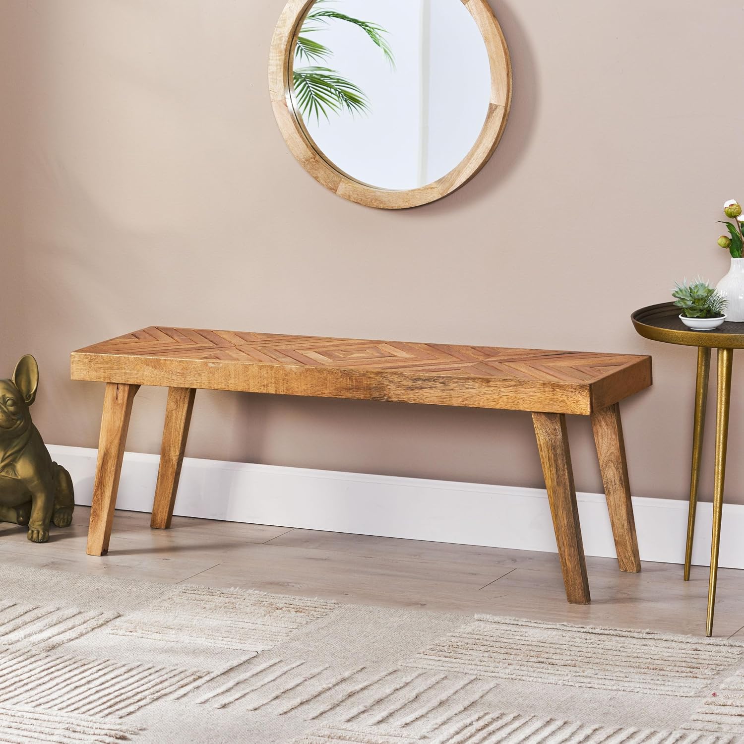 Christopher Knight Home Fircrest Wooden Rectangular Dining Bench, Kitchen Extra Seat, Entryway Bench for Home Hall Living Room, Natural