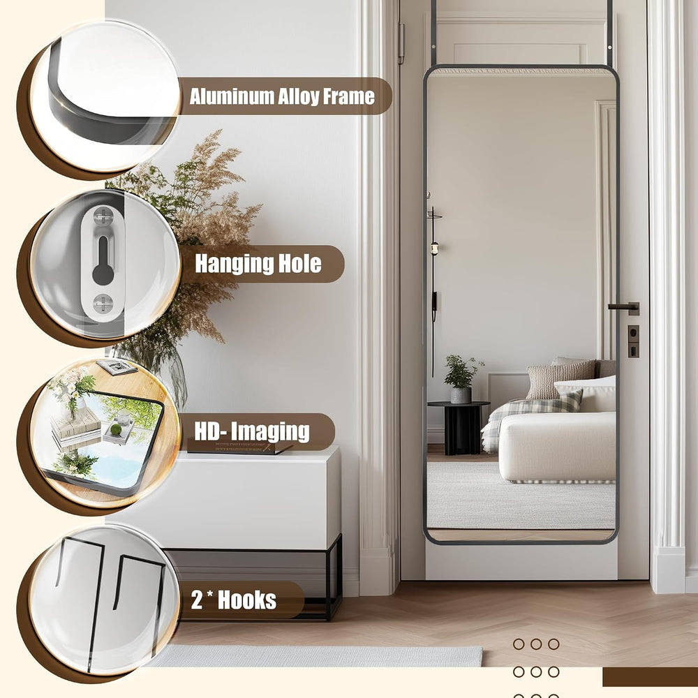 Antok Over The Door Mirror Full Length, 58'' x 21''Wall Mount...
