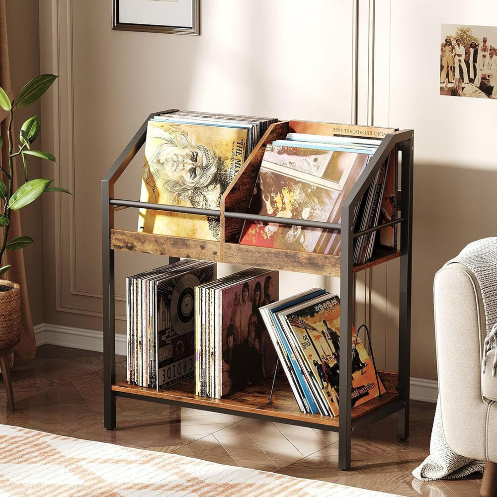 CHOEZON 2-Tier Vinyl Record Storage Holder Rack, 250 LP Albums Display Shelf,...