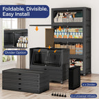 150GAL Extra Large Storage Bins with Lid, 600Qt Stackable Closet Organizers and Drawers, Collapsible Storage Bins with Wheels, Folding Containers for Home, Kitchen Office, 3Pack Black