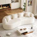 Modern Curved Couch,Oversized 4 Seater Boneless Chenille Sofa,Cream White | Oversized Curved Sofa with Deep Seats,High Foam and 4 Pillows,Cloud Couch for Living Rooms,Bedrooms ,Apartments,No Assembly