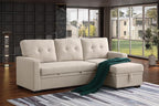 Devion Furniture Garisa 4-in-1 Convertible L Shaped Couch with Pull Out Bed and Storage, Sectional Sleeper Sofa with Reversible Chaise for Living Room, Apartment, Bedroom, Office