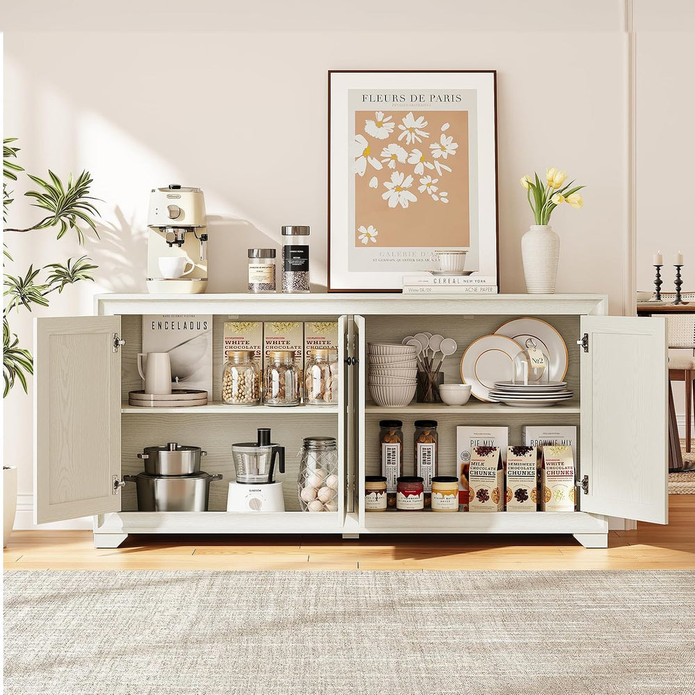 ONBRILL 60" Buffet Cabinet with Storage, 4 Doors Sideboard Buffet Cabine...