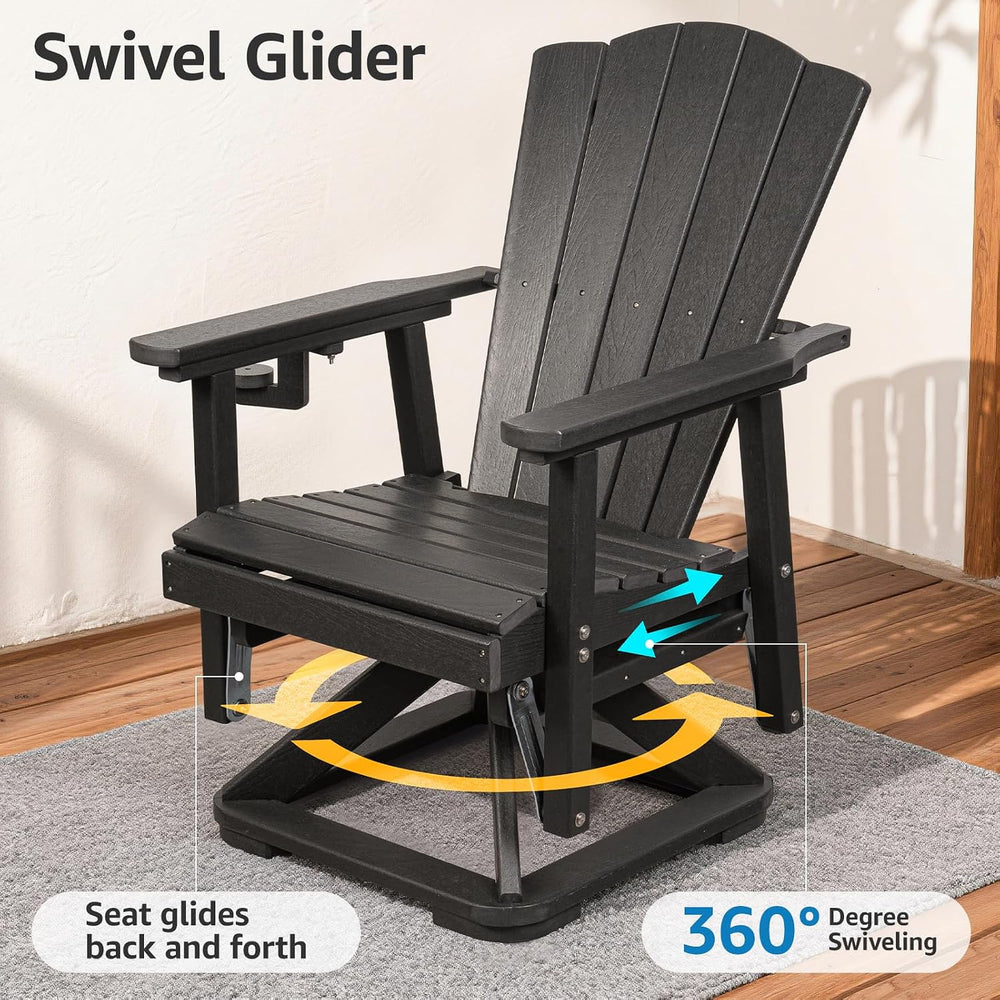 LETKIND Adirondack Swivel Glider Chair, Weather Resistant Adirondack Outdoor ...