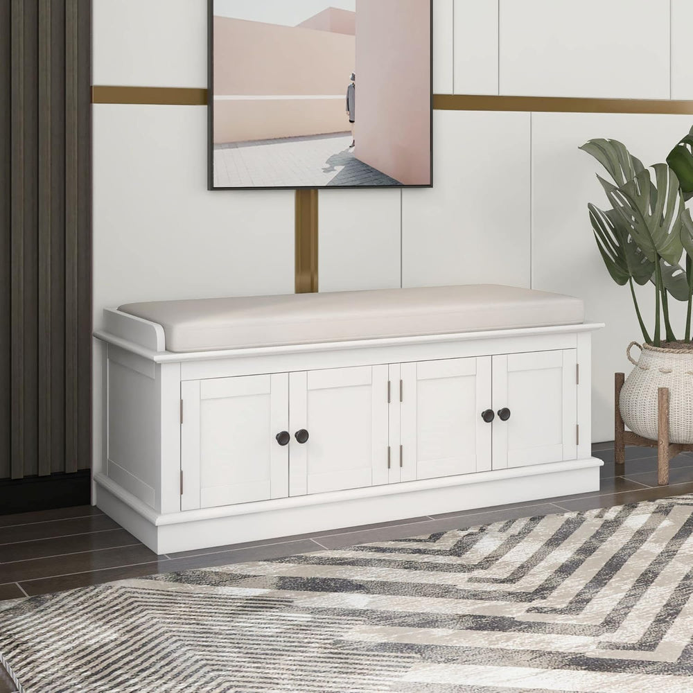 SOFTSEA 42.7" Shoe Bench with Padded Seat Cushion, 2-Tier Entryway Bench...