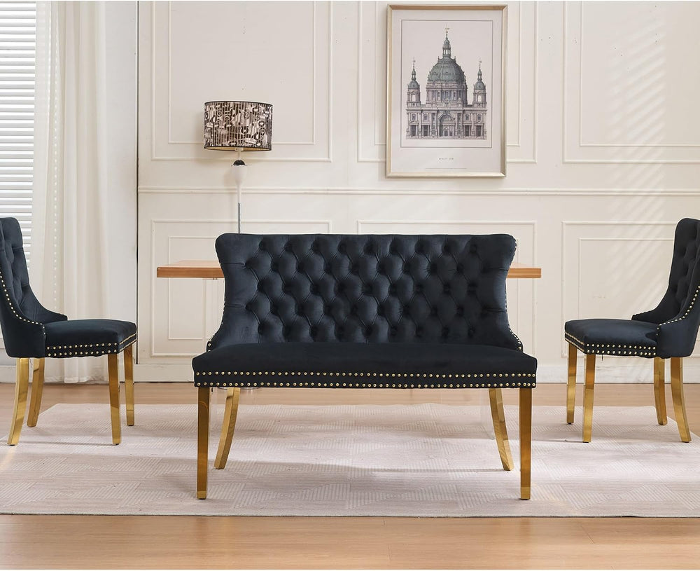 Modern Loveseat Settee Bench Sofa Couch, 46" Dining Bench with Wing Back...