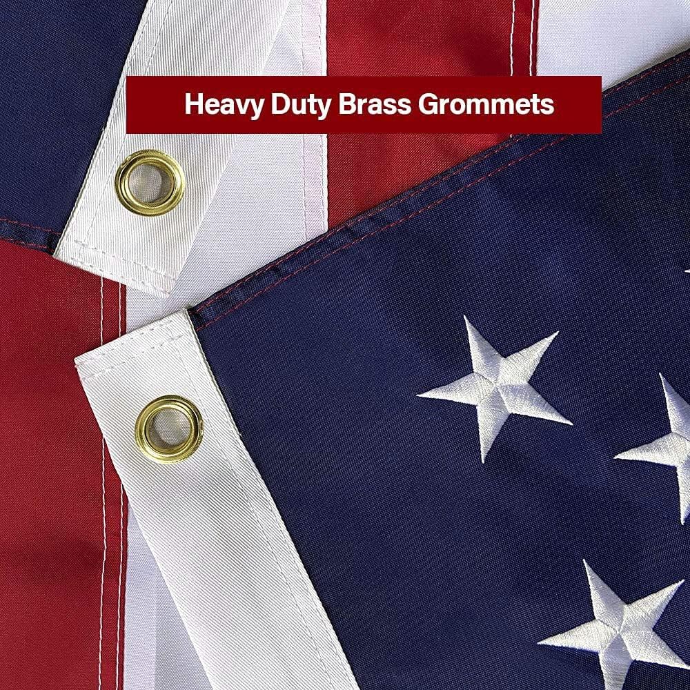 American Flag 5x8 FT Embroidered Stars, Sewn Stripes, Brass Grommets Polyeste...
