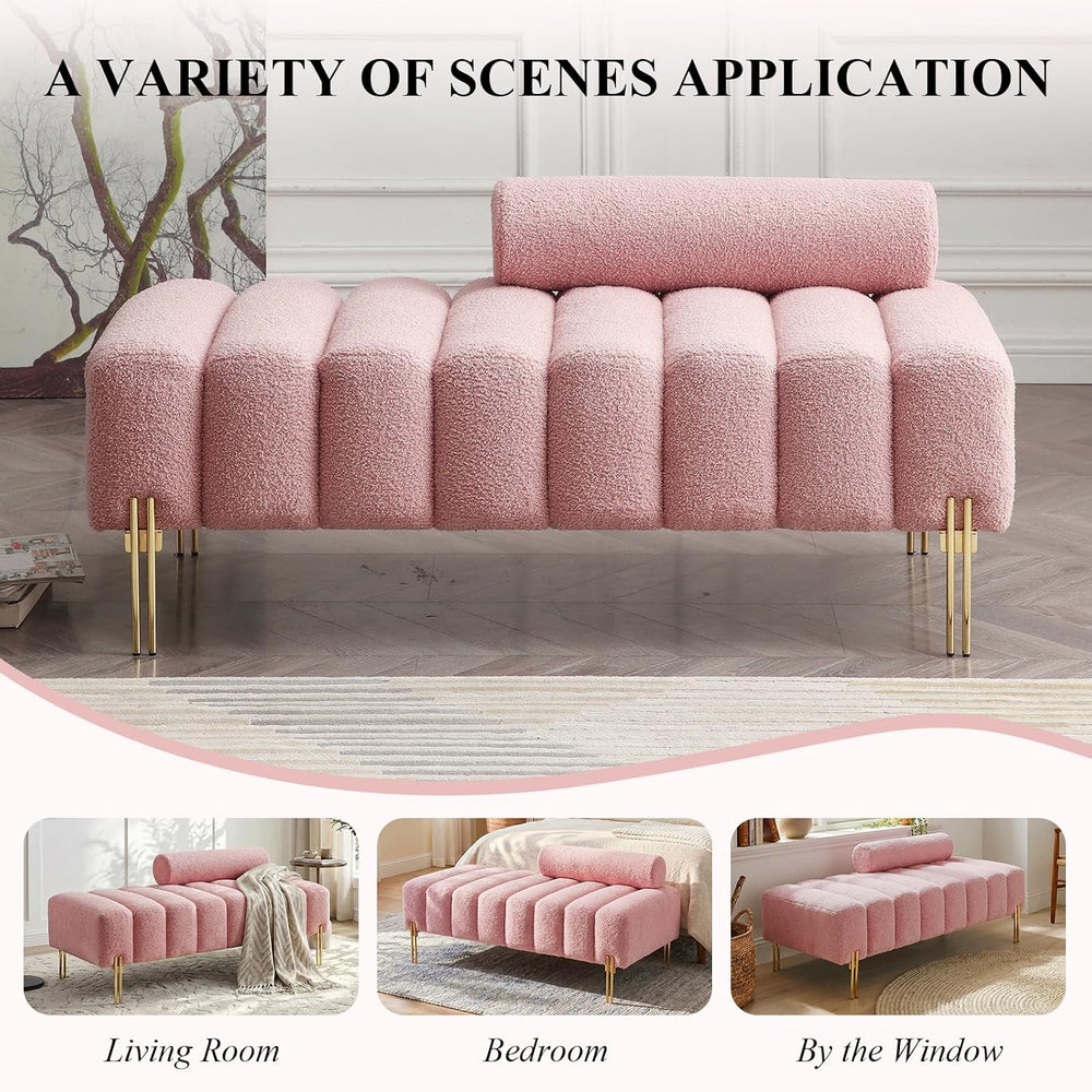 Ottoman Bench, Loveseat Sofa Couch with Adjustable Backrest | 53.2" Acce...