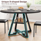 51'' Round Dining Table,Kitchen Dining Room Circle Dinner Pedestal Table,Space Saving Wood Kitchen & Dining Room Furniture (Black, 51In)
