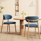Kitchen Dining Chairs Set of 2 Modern Soft Linen Farmhouse Dining Room Chair with Metal Legs, Blue/Original
