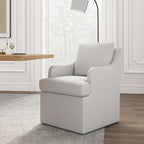 VKNOW Upholstered Dining Chairs Set of 4, Modern Kitchen Chairs Dinner Chairs with 4 Casters, Chenille Armchair for Bedroom Reading Room Living Room, Light Grey