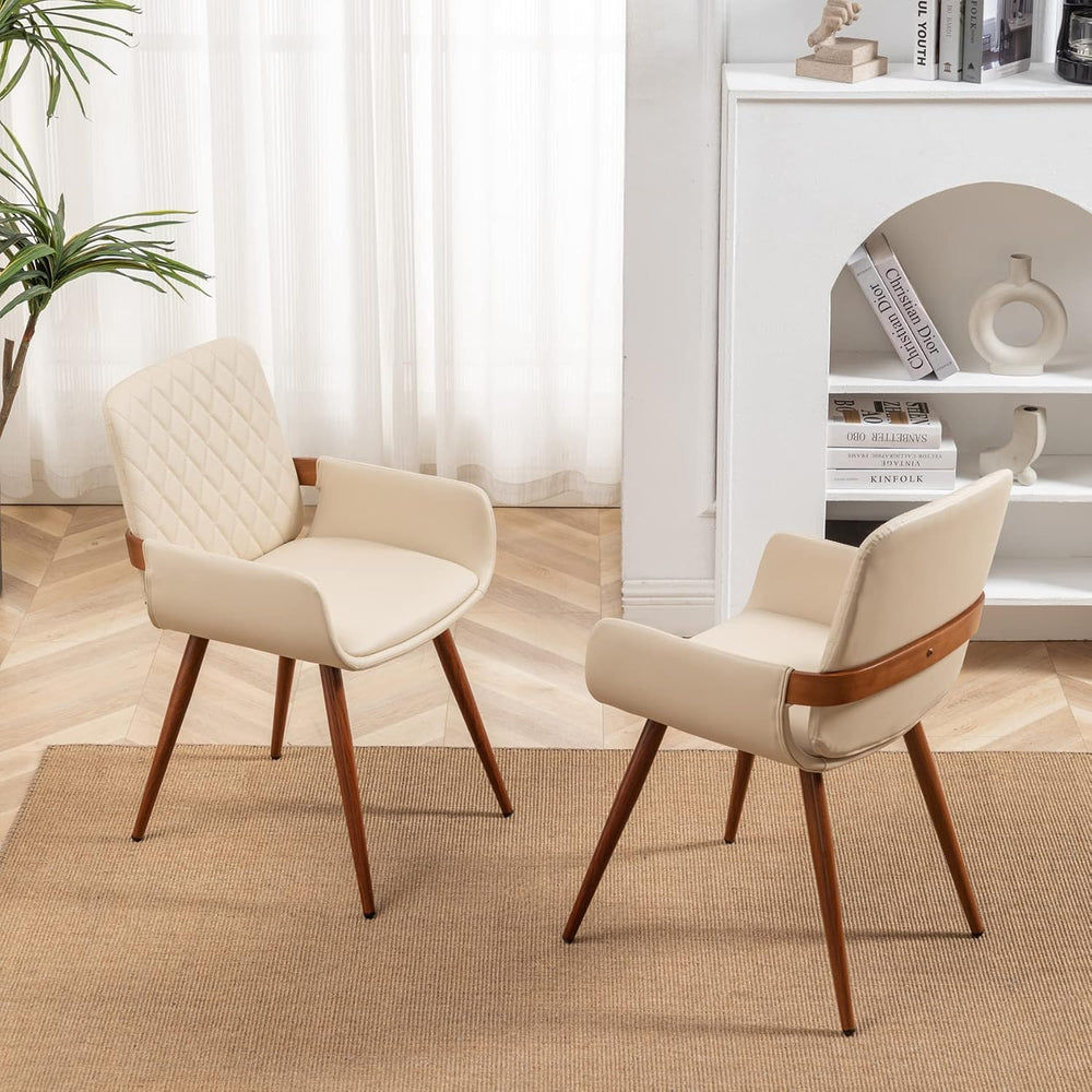 LUNLING Mid Century Modern Dining Chairs Set of 2,Accent Faux Leather Side Ch...