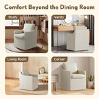 Upholstered Dining Chairs,Modern Rolling Linen Dining Chairs with Casters,Swivel Armchair with Storage for Reading Room,Kitchen,Dining Room(Cream)