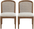 Christopher Knight Home Lilia Dining Chairs Set of 2, Modern Dining Chair with Fabric Upholstery, Rubberwood Frame Kitchen Chairs with Cane Webbing, Extra Seat for Dining Room, Beige + Walnut