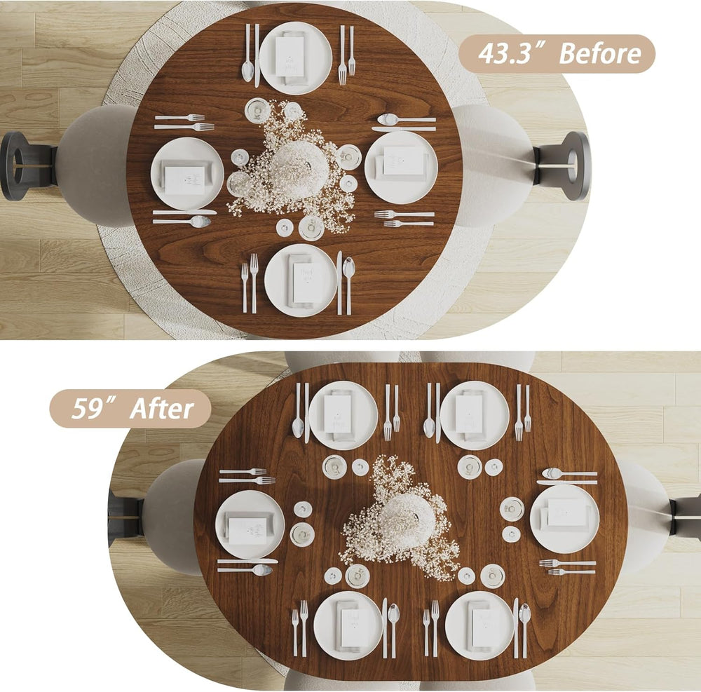 Expandable Dining Table,Round Wooden Kitchen Table,Double Layered Storage Spa...