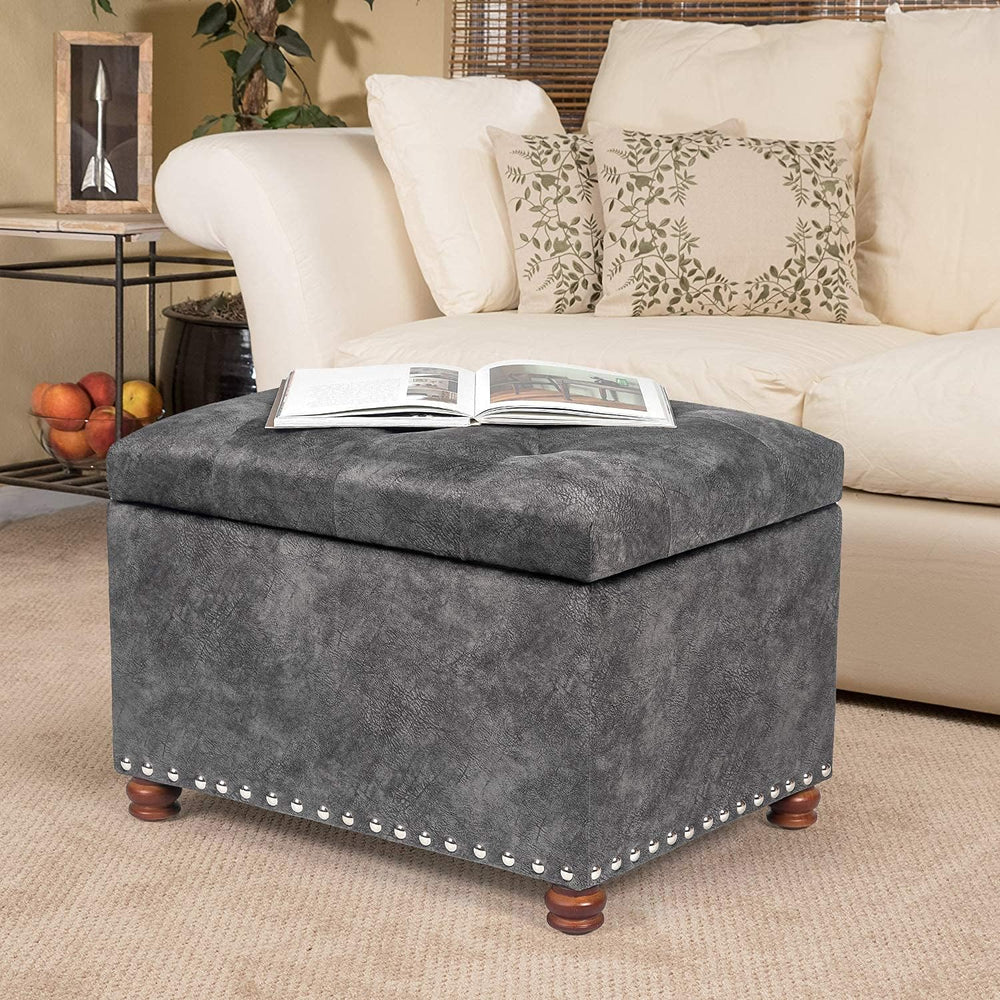 Joveco 24" Rectangular Ottoman with Storage for Living Room, Upholstered...