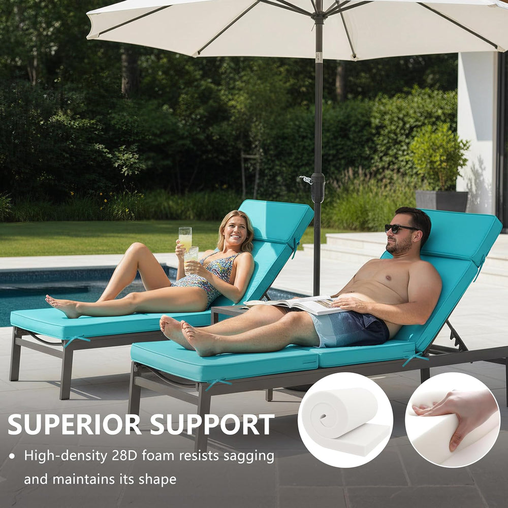 80 x 26 Inch Outdoor Chaise Lounge Cushions Set of 2 - Removable Cover, 4-Sec...