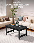 SERWALL HDPE Outdoor Coffee Table with Umbrella Hole, Black
