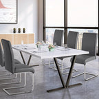 Yaheetech Dining Chairs Set of 6 Modern Faux Leather Upholstered Dining Room Chairs with High Back and Metal Chrome Legs for Kitchen/Living Room/Restaurant, Dark Gray