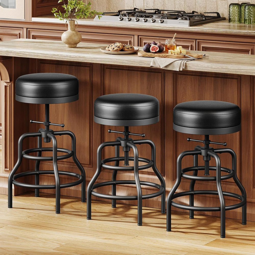 Raynesys 22-29 Inch Adjustable Height Industrial Swivel Bar Stools Set of 3