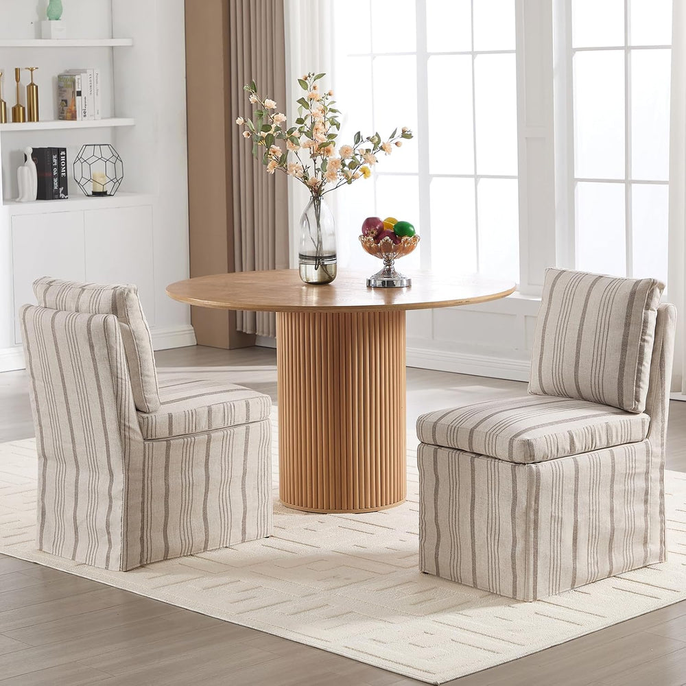 Upholstered Dining Chairs Set of 6 Slipcovered Armless Dining Chair with Soli...